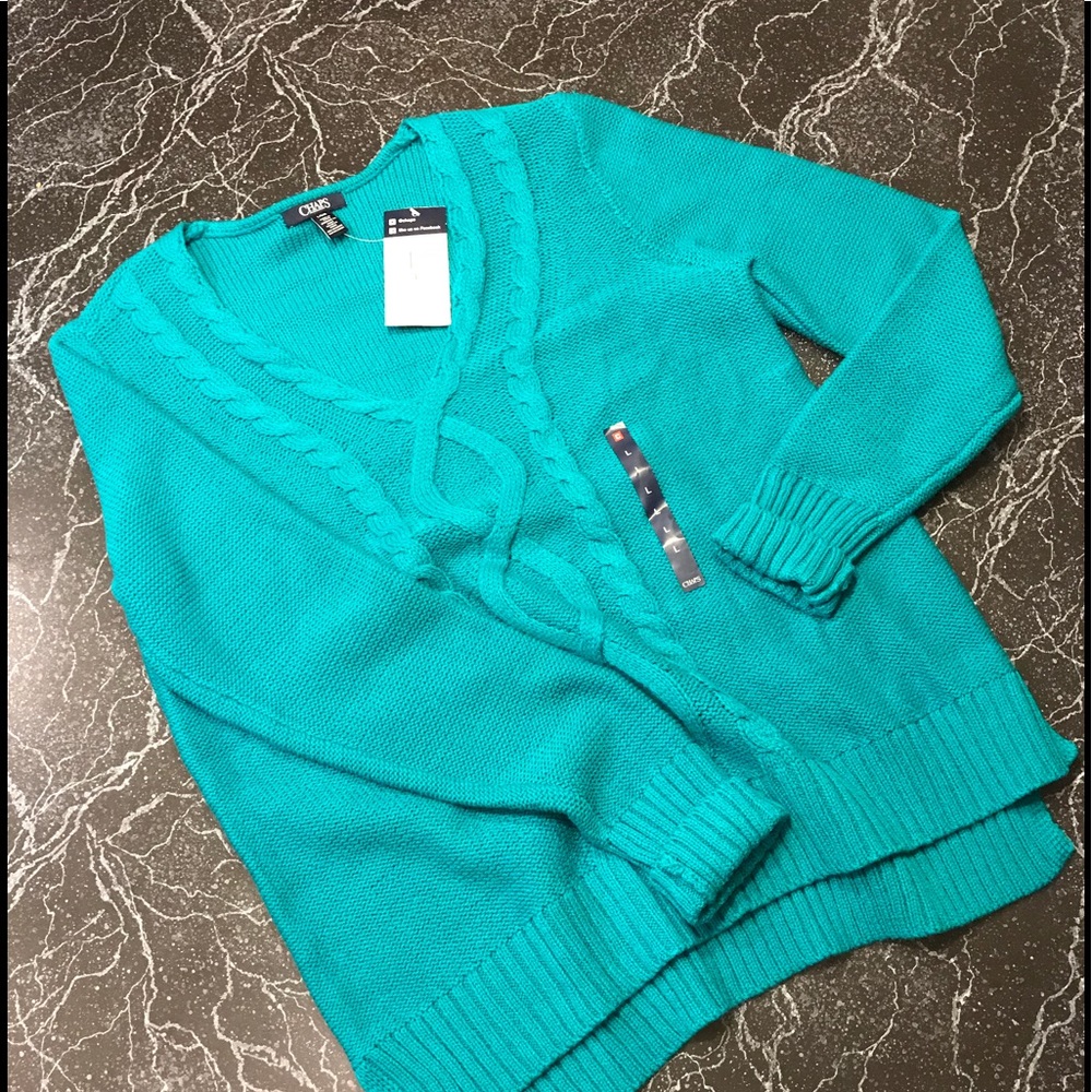 NWT Chaps Large Teal Sweater